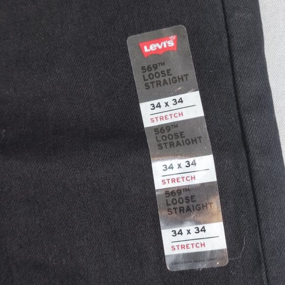 Levi's 569 jeans men's size W36(34)/ L34 black colour loose fit straight stretch - Picture 11 of 15